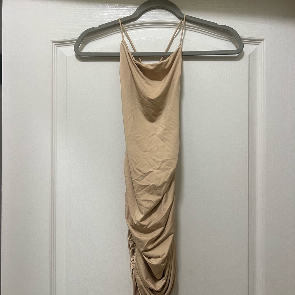 Princess Polly Tan Ruched Dress